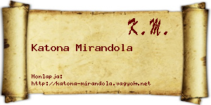 Katona Mirandola névjegykártya